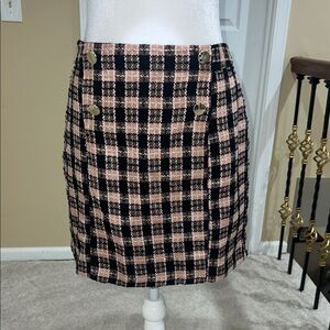 Topshop Black and Pink Checkered Pencil Skirt